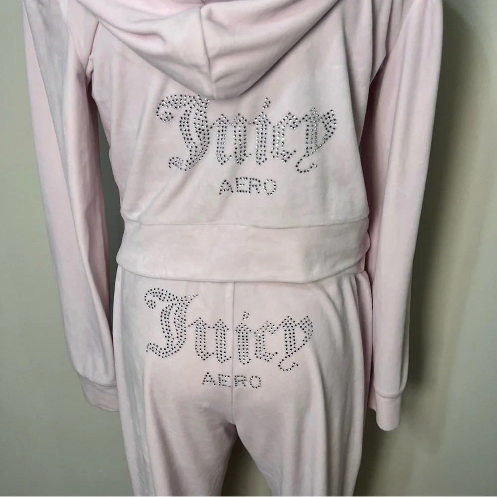 Juicy Couture x Aeropostale Baby Pink Velour Tracksuit Set Y2K Women’s Size M